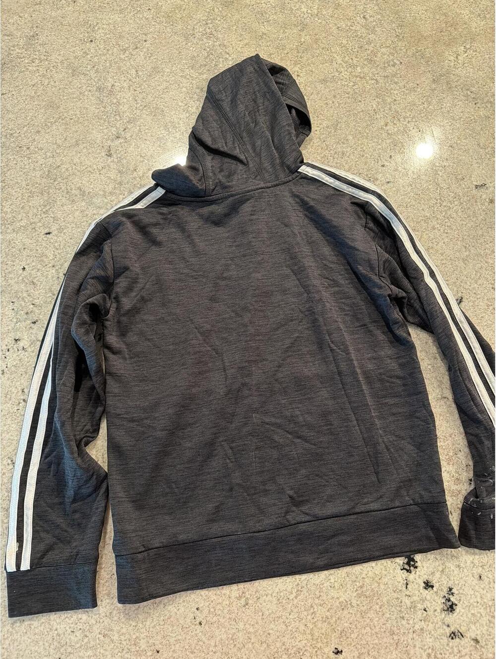 Adidas Boys Hoodie Black with White Stripes Medium - Picture 6 of 11